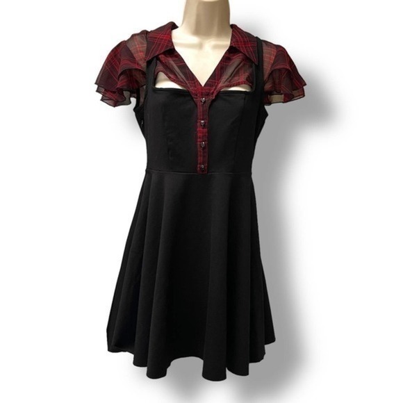 halter babydoll dress Preppy' Grey or Red Plaid Grunge Dress – Rags n Rituals main image 1